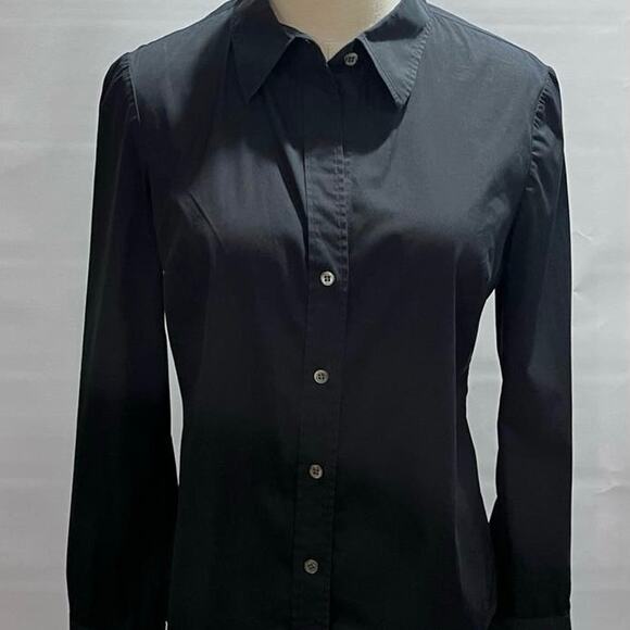 Theory Classic Women’s Black MOP Button Long Sleeve Shirt Sz Xs-Small - Picture 3 of 8